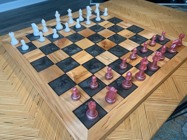 Custom Resin and Wood Chessboard image 0