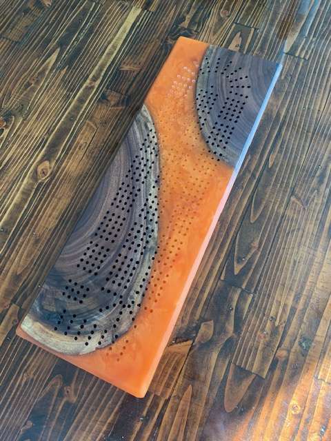 Custom Resin and Wood Cribbage Board image 10