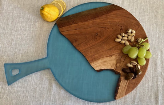 Custom Resin and Wood Round Charcuterie Board image 0