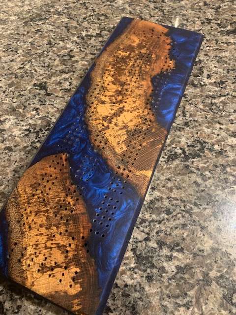 Custom Resin and Wood Cribbage Board image 2