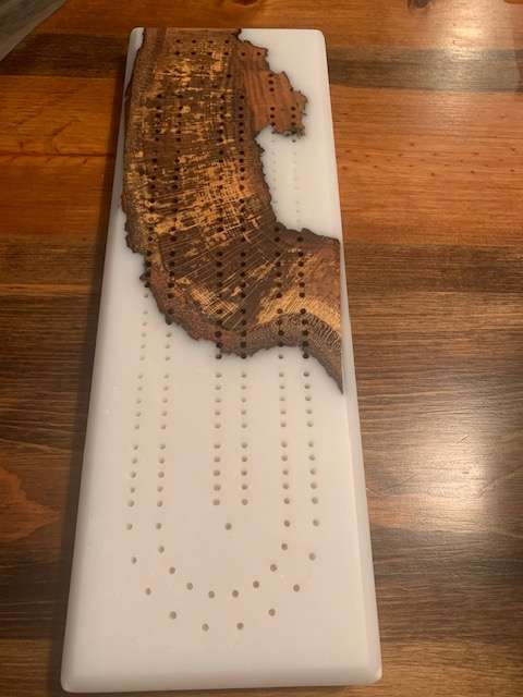 Custom Resin and Wood Cribbage Board image 8