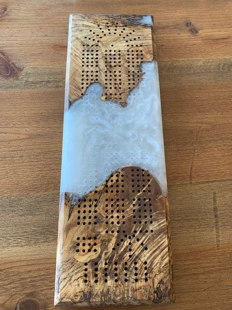 Custom Resin and Wood Cribbage Board image 13