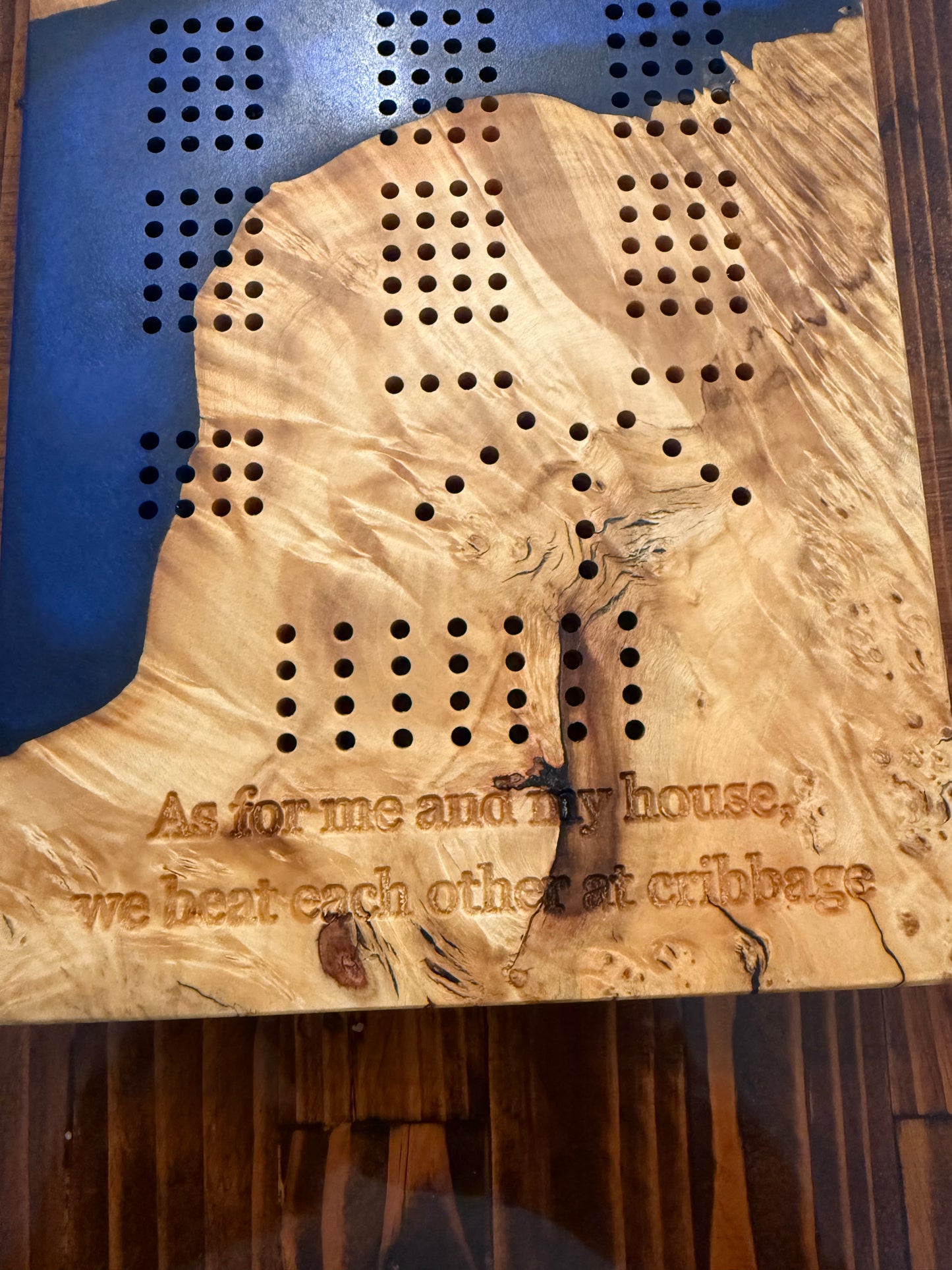 Custom Resin and Wood Cribbage Board