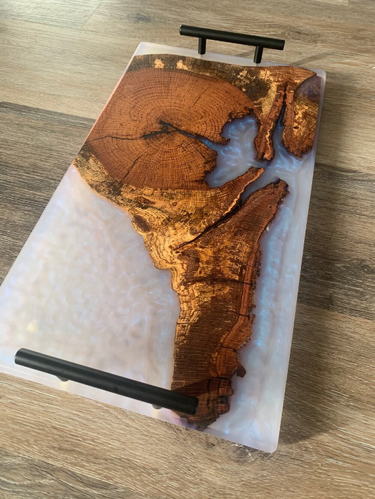 Custom Resin and Wood Serving Tray image 0