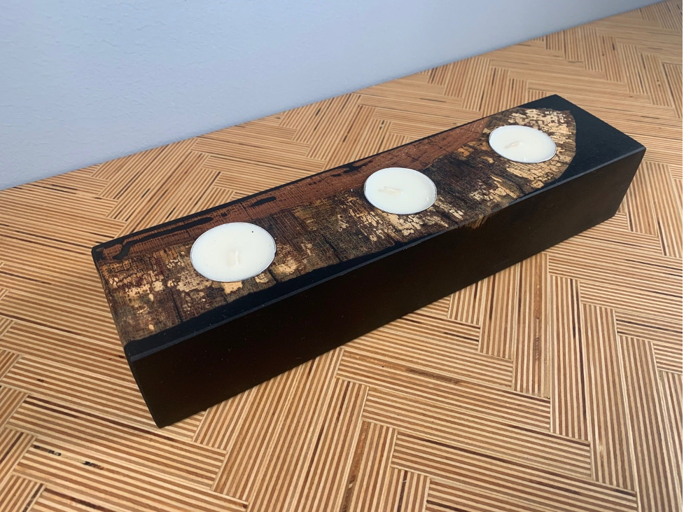 Custom Resin and Wood Candle Holder image 2