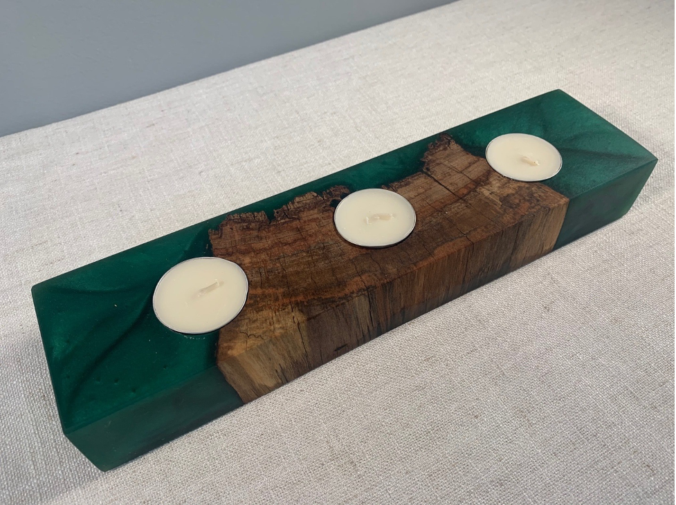 Custom Resin and Wood Candle Holder image 4