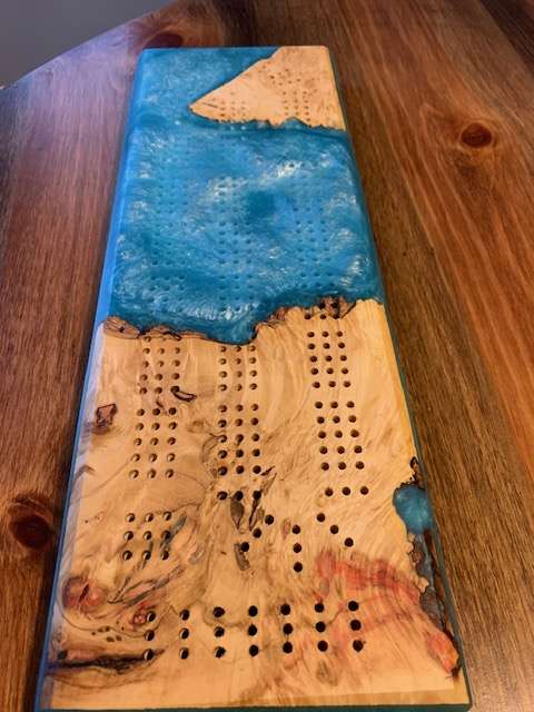 Custom Resin and Wood Cribbage Board image 9