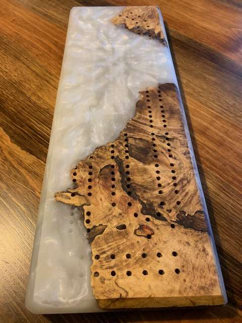 Custom Resin and Wood Cribbage Board image 4