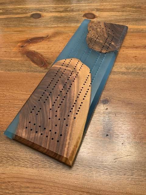 Custom Resin and Wood Cribbage Board image 1