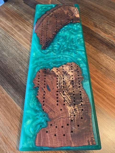 Custom Resin and Wood Cribbage Board image 3