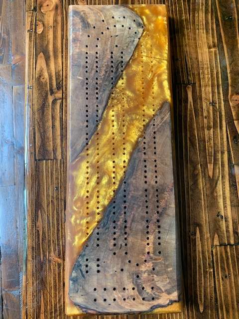 Custom Resin and Wood Cribbage Board image 7