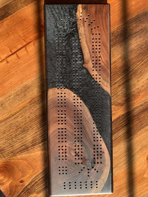 Custom Resin and Wood Cribbage Board image 5