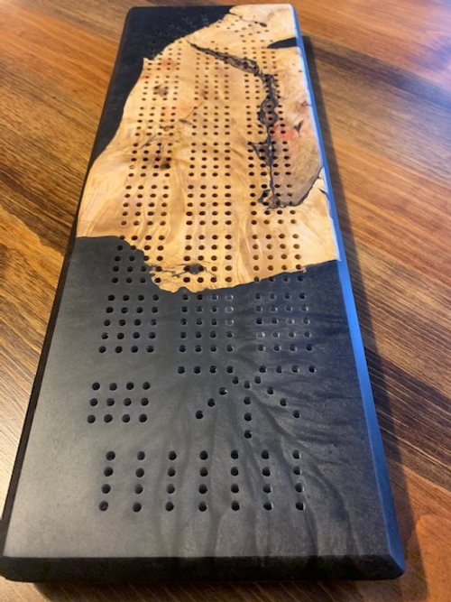 Custom Resin and Wood Cribbage Board image 14