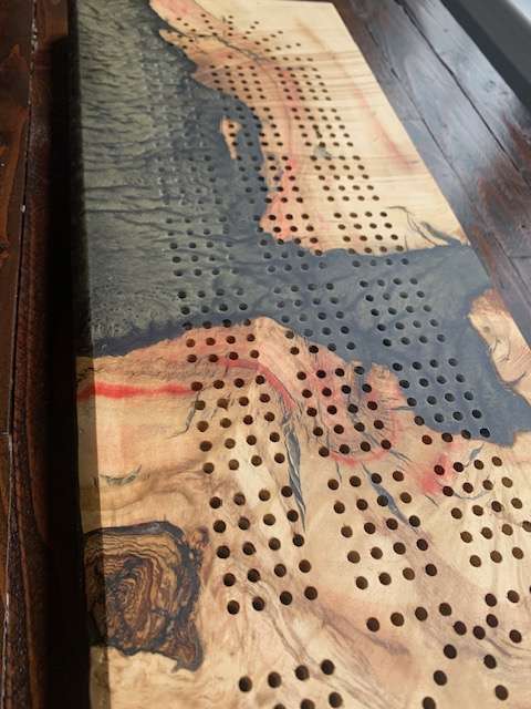 Custom Resin and Wood Cribbage Board image 0