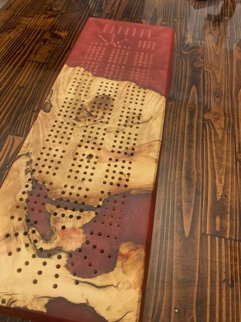Custom Resin and Wood Cribbage Board image 6