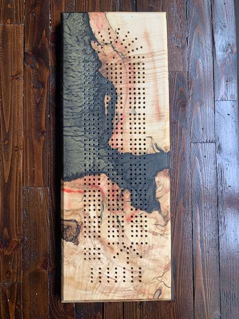 Custom Resin and Wood Cribbage Board image 15