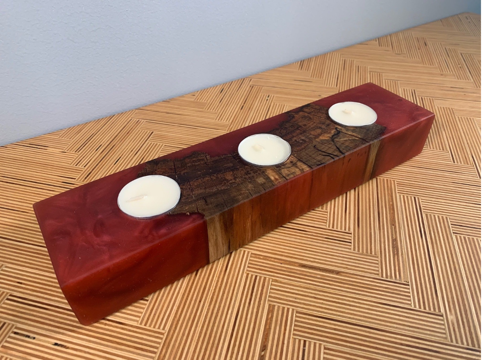 Custom Resin and Wood Candle Holder image 3