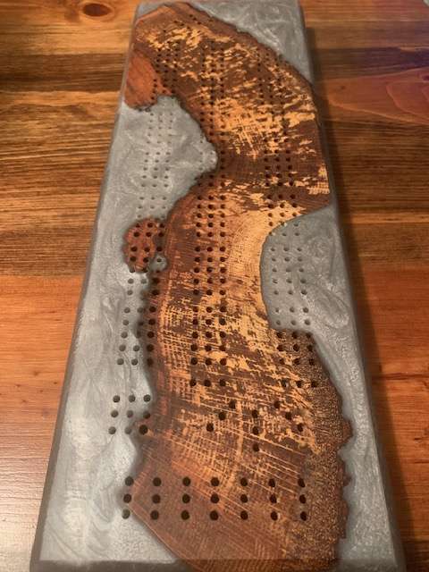 Custom Resin and Wood Cribbage Board image 11
