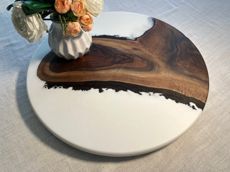 Custom Resin and Wood Lazy Susan image 1