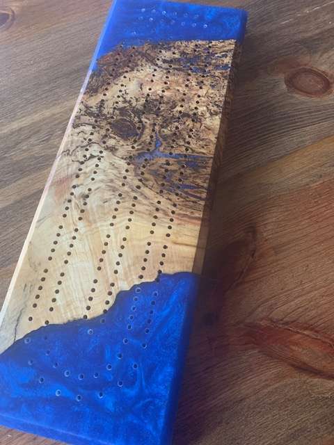 Custom Resin and Wood Cribbage Board image 12