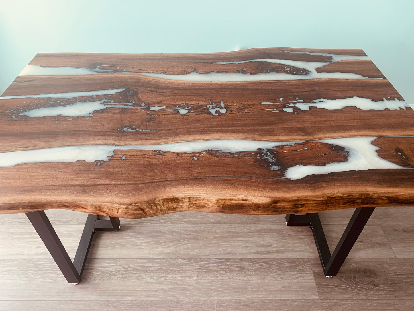 Custom Resin and Wood Dining Room Table